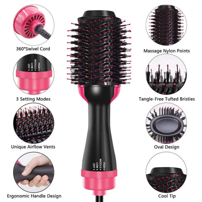 Hair Dryer Brush, Hot Air Brush One Step Hair Dryer and Styler & Volumizer 3 IN 1 Negative Ions Dryer Brush with Straigh